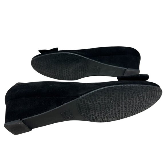 NWOT Stuart Weitzman Caring Black Suede Wedge Pump women's size 7.5 - Picture 10 of 11